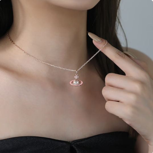 040 Vivienne Westwood Colorful collarbone enamel pendant