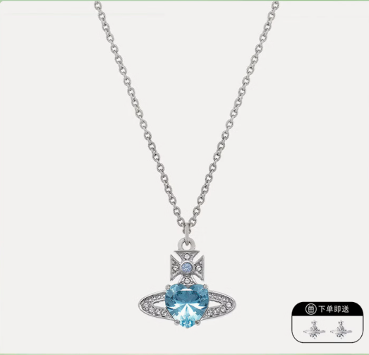 038 Vivienne Westwood  Blue diamond ,Saturn necklace