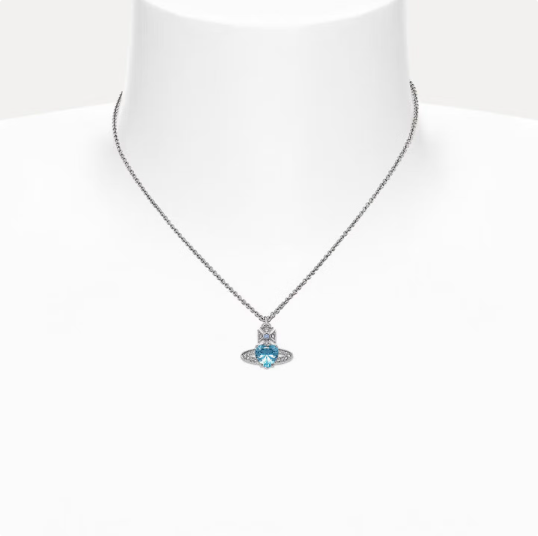 038 Vivienne Westwood  Blue diamond ,Saturn necklace