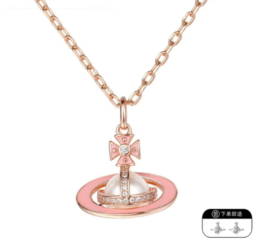 040 Vivienne Westwood Colorful collarbone enamel pendant