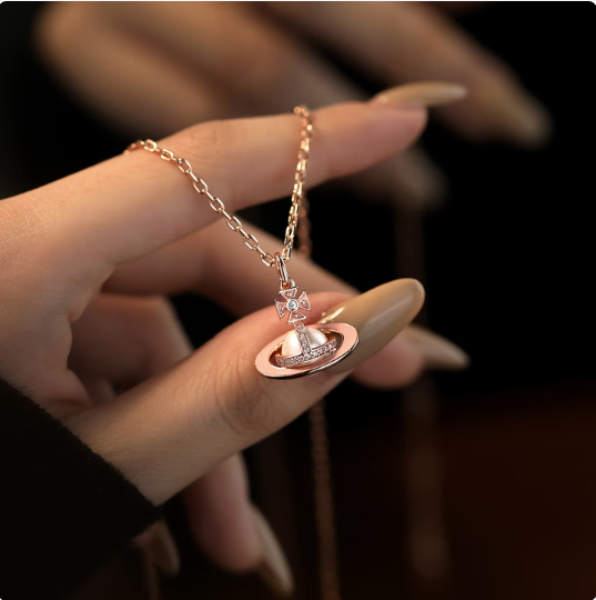 040 Vivienne Westwood Colorful collarbone enamel pendant