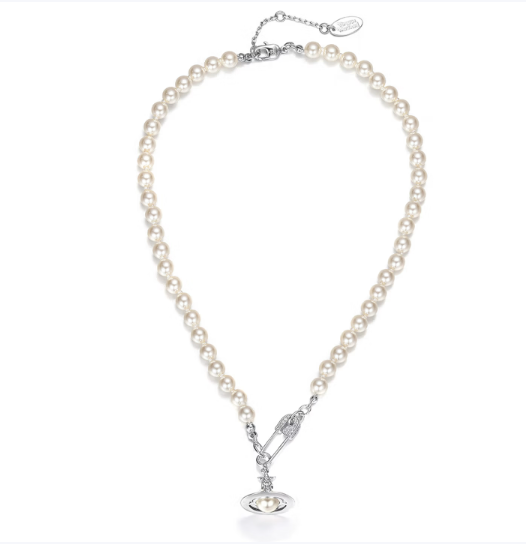 041 Vivienne Westwood Pearl Necklace , Zircon meteorite pendant pin design